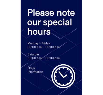 Special Hours Poster 11" x 17" Blue Pack of 6 